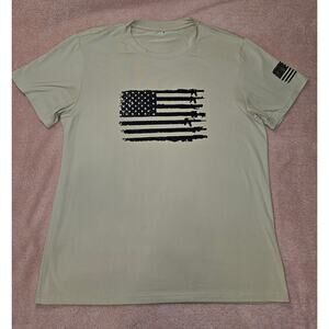 Men's M 2nd Amendment Tactical Graphic American Flag w/ Rifles Design T-Shirt